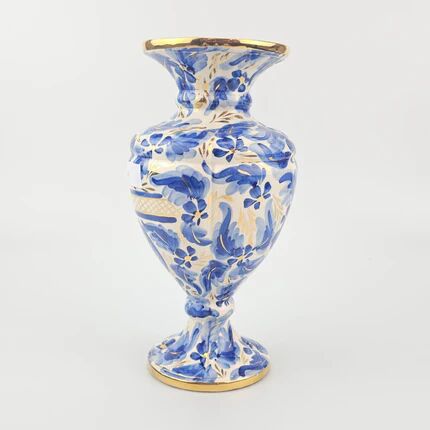 Large blue and gold vase in earthenware H.Bequet bohemian style