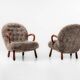 Rare pair of Clam chairs by Arnold Madsen for Madsen & Schubell, Denmark 1944