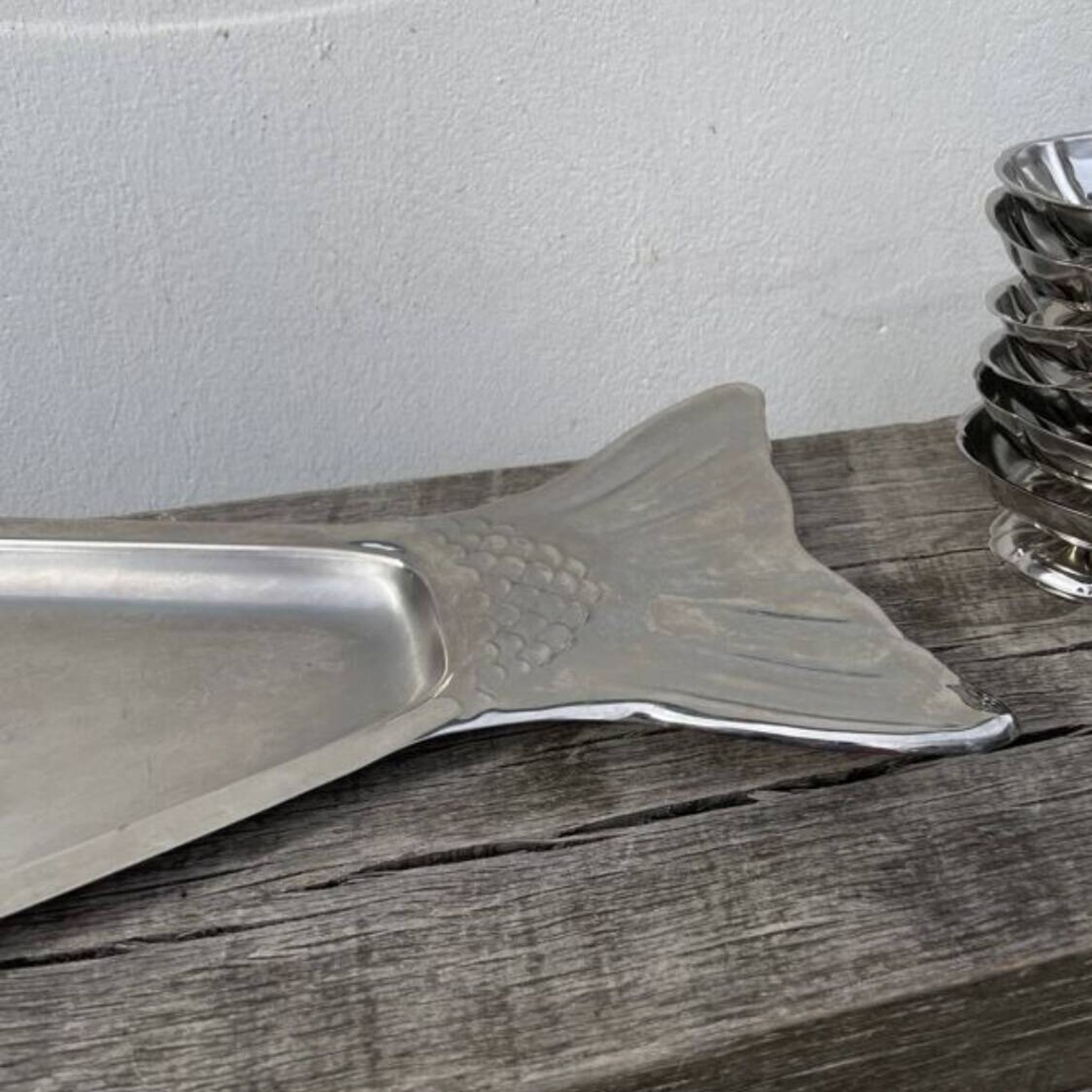 Large stainless steel fish platter signed Jean Couzon