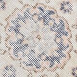 7x11 Soft Beige & Blue Wool Vintage Rug For Living Room, 210x324 Cm