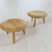 Swedish pair of organic mushroom stools in birch Ikea 2009