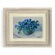 Table Painting on cardboard still life bouquet Maurice Catau Nancy 1954