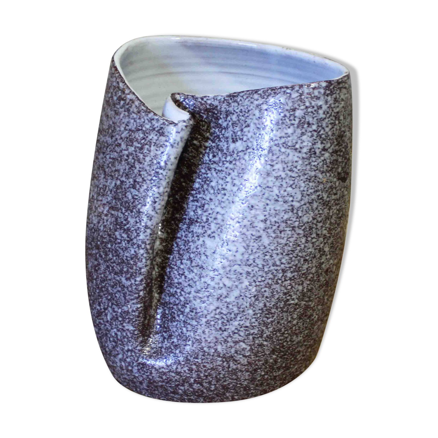 Glazed ceramic vase pleated by Jean Fradin