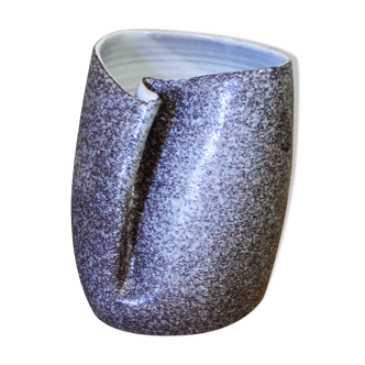 Glazed ceramic vase pleated by Jean Fradin