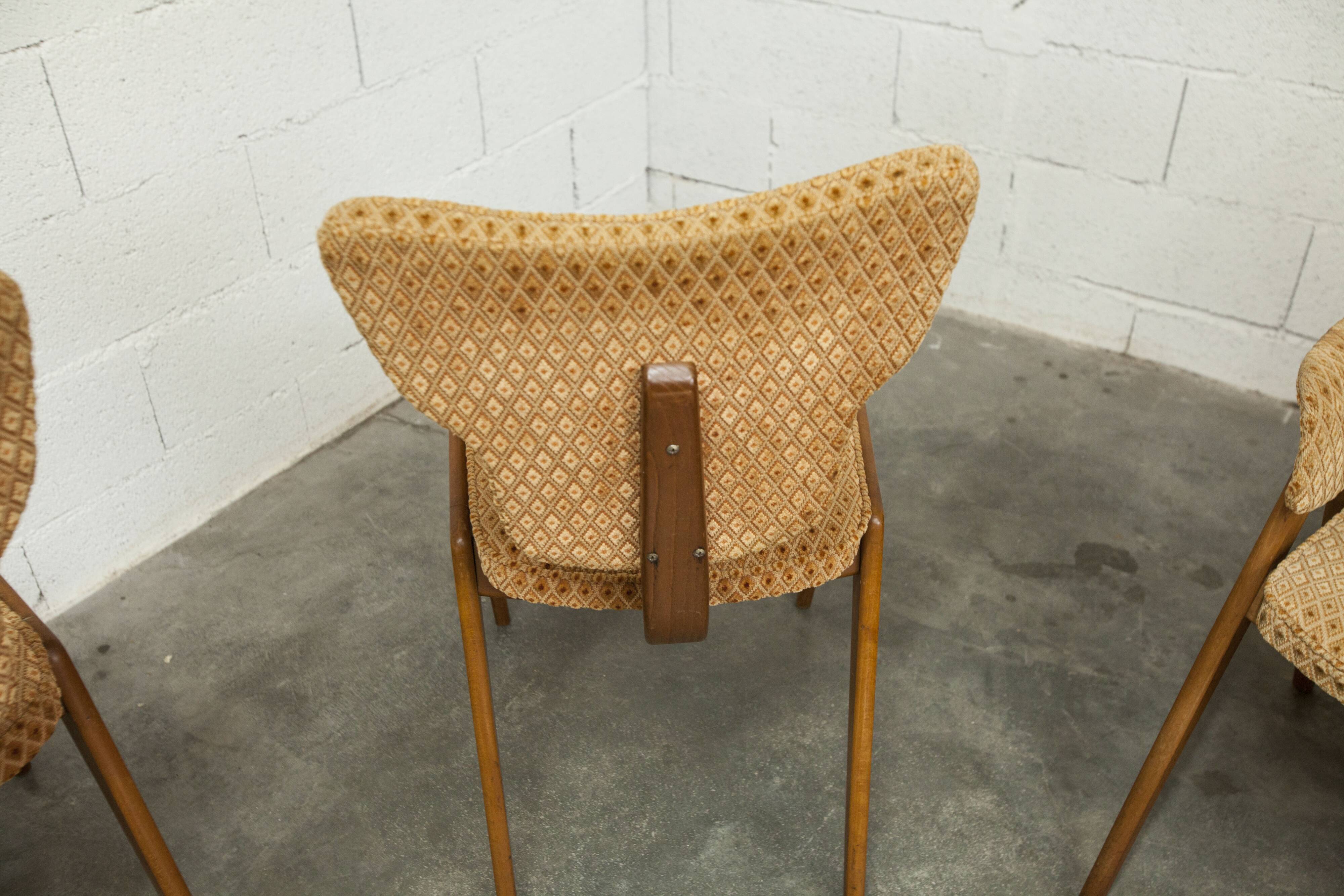 4 chairs and 2 Lounge armchairs by Roger Landault, ABC edition, 1950.