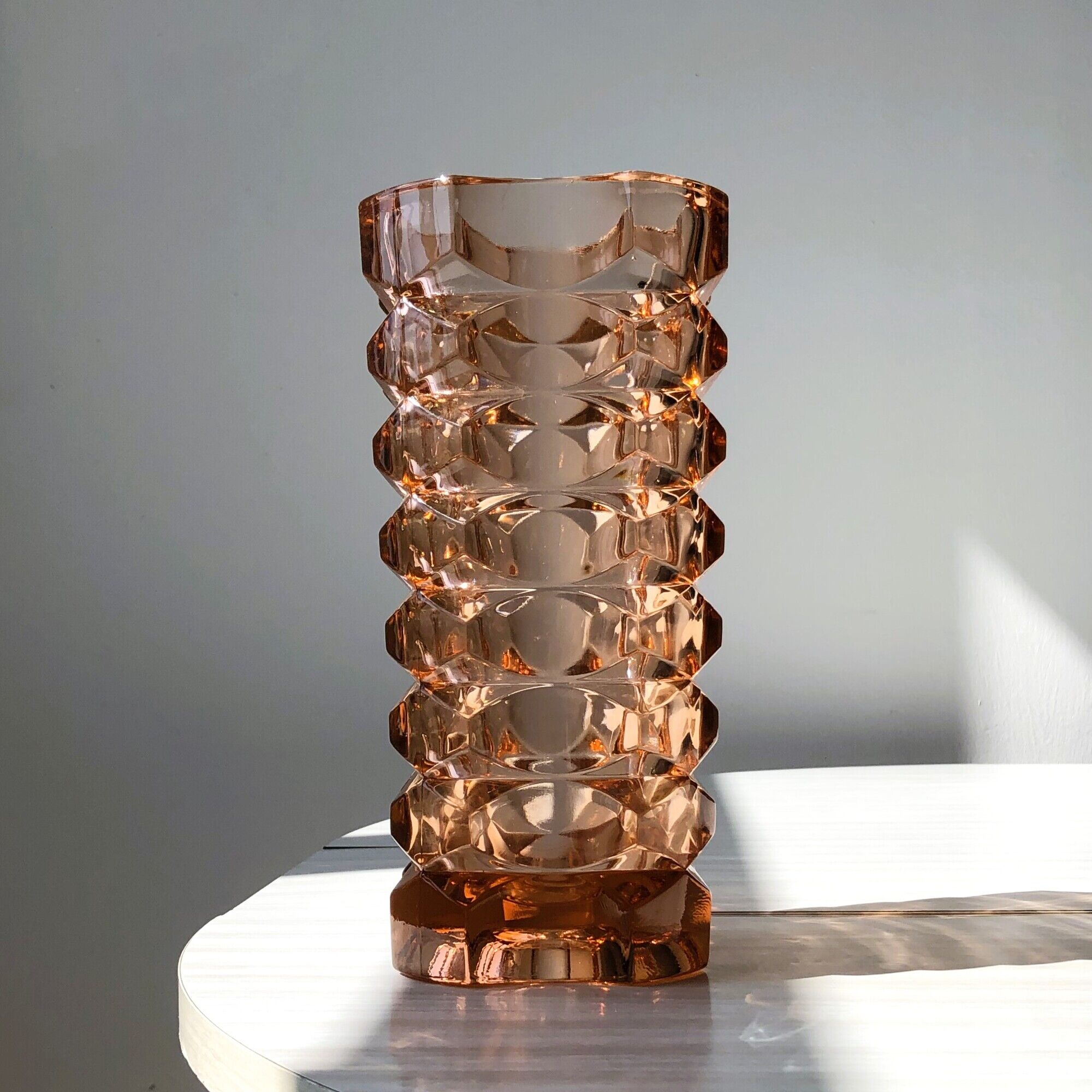 Thick glass vase pink color, Windsor Rosaline Luminarc model
