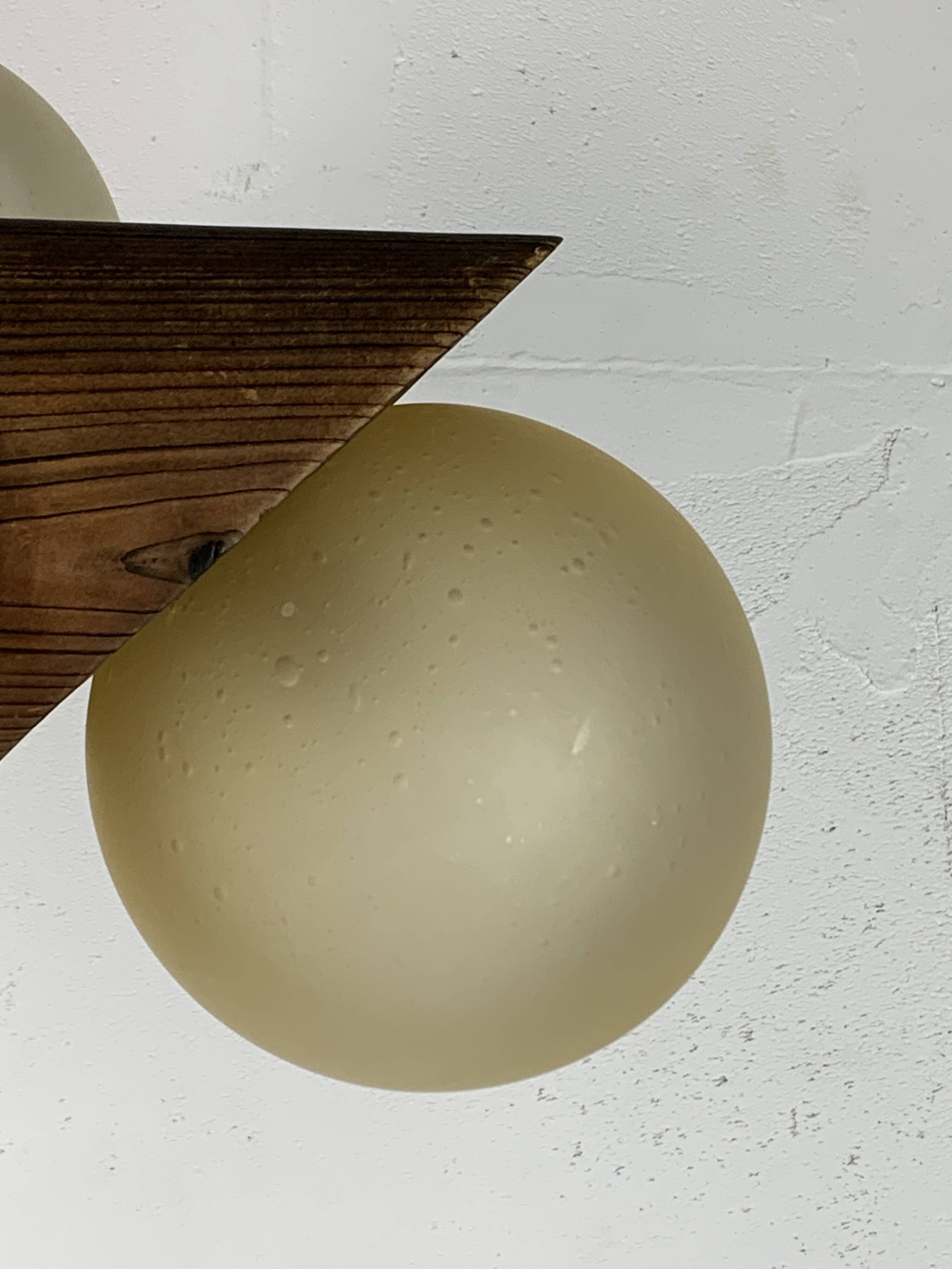 Midcentury brutalist oak floor lamp with 4 spheres, 1970s  by Temde Leuchten