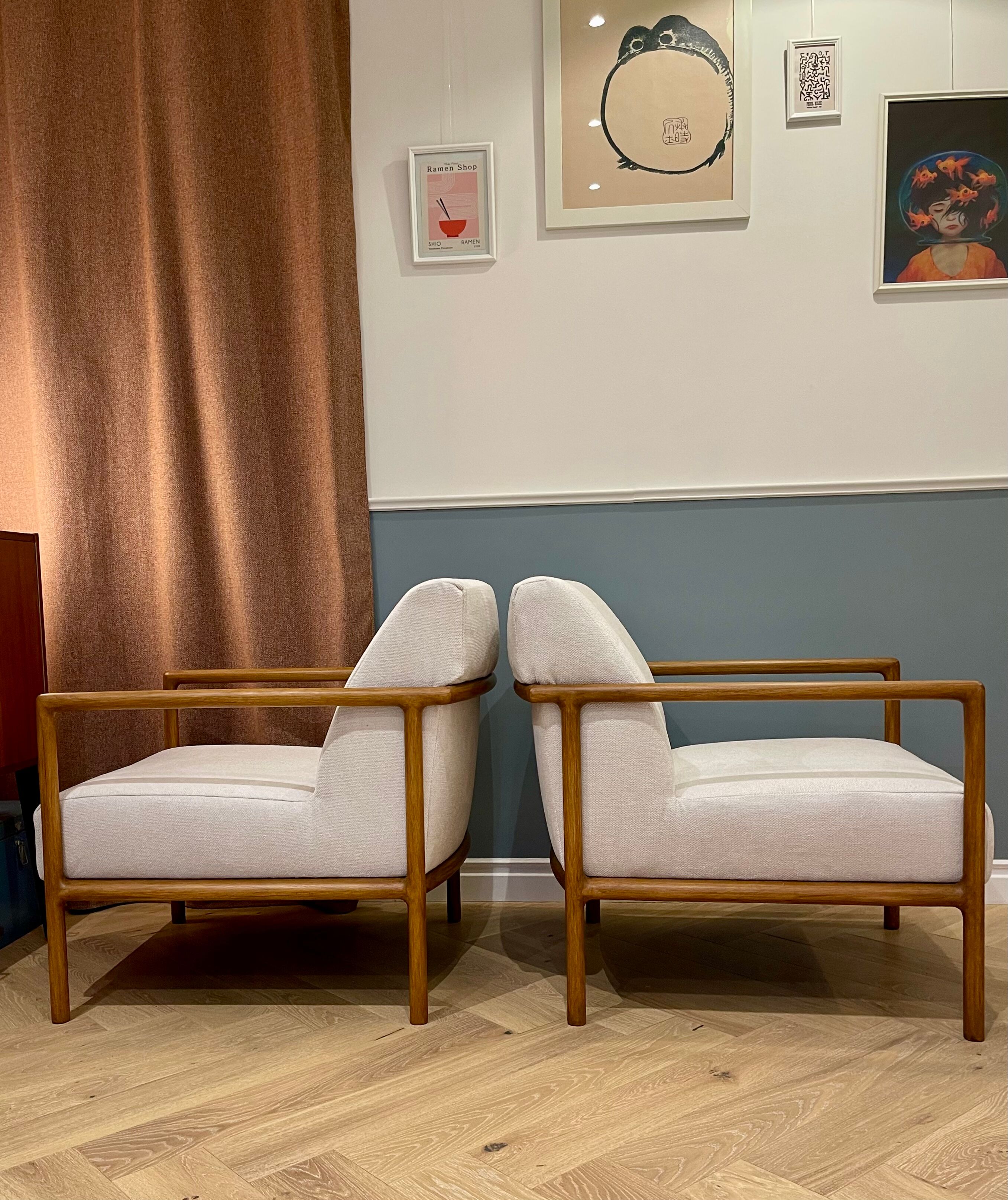 Pair of vintage wooden armchairs