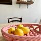 Vintage pink woven ceramic fruit basket