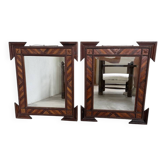 Paire de miroir bois style tramp art