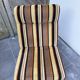 Vintage 1970s lounge chair – striped orange, brown, and cream velvet