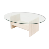 Vintage Travertine Coffee Table with Glass Top