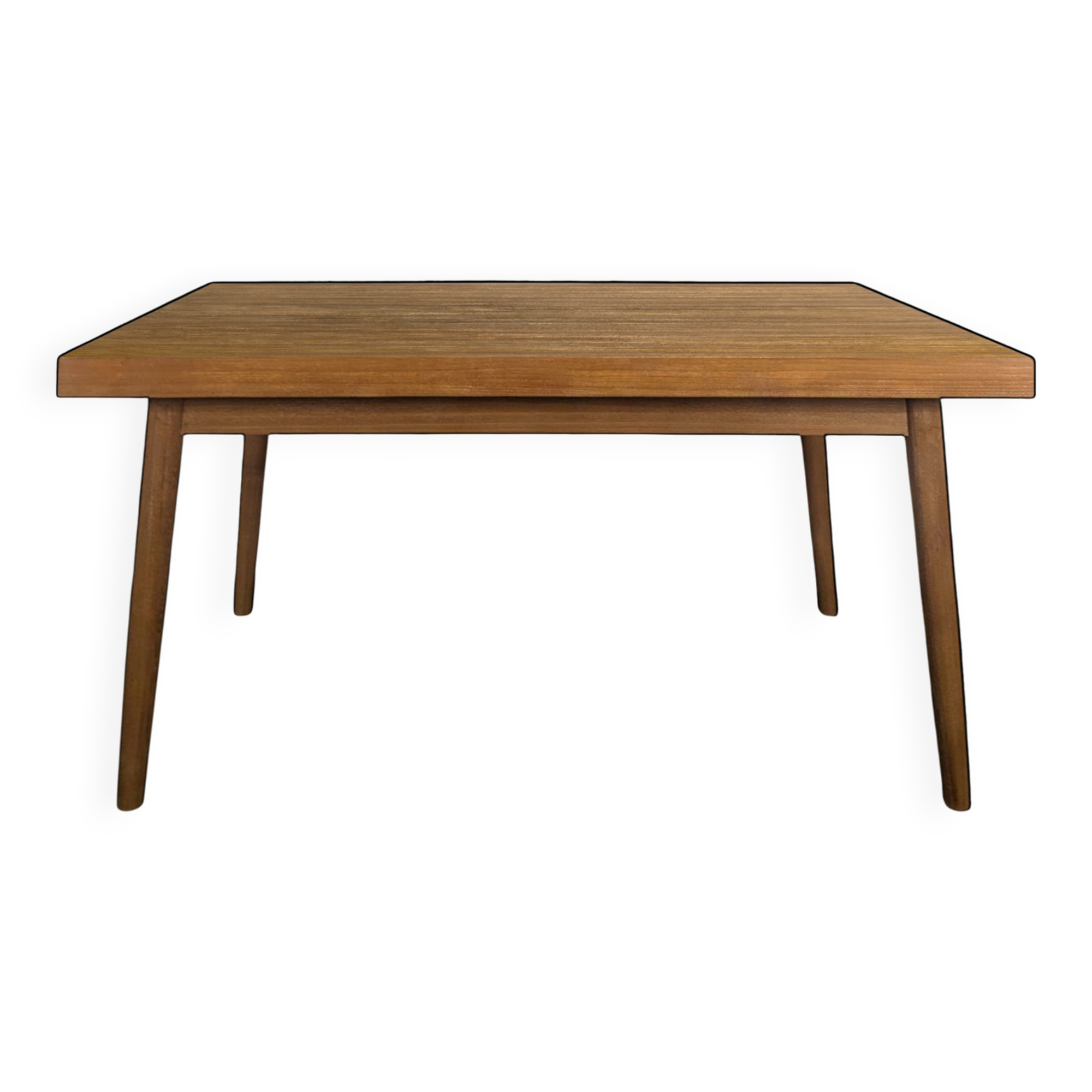 Modernist teak table with 2 extensions.
