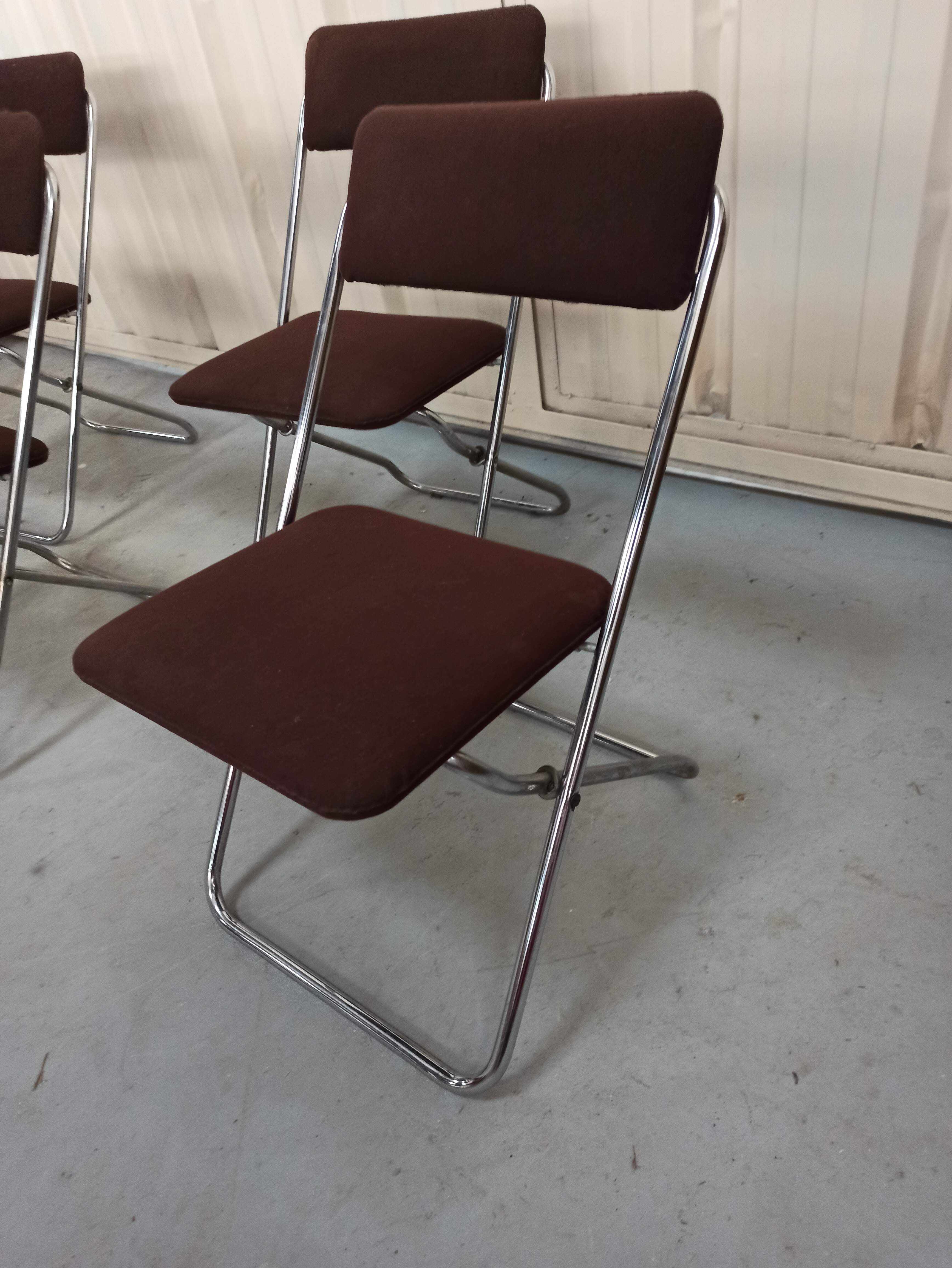 Framar - 4 folding chairs in brown fabric