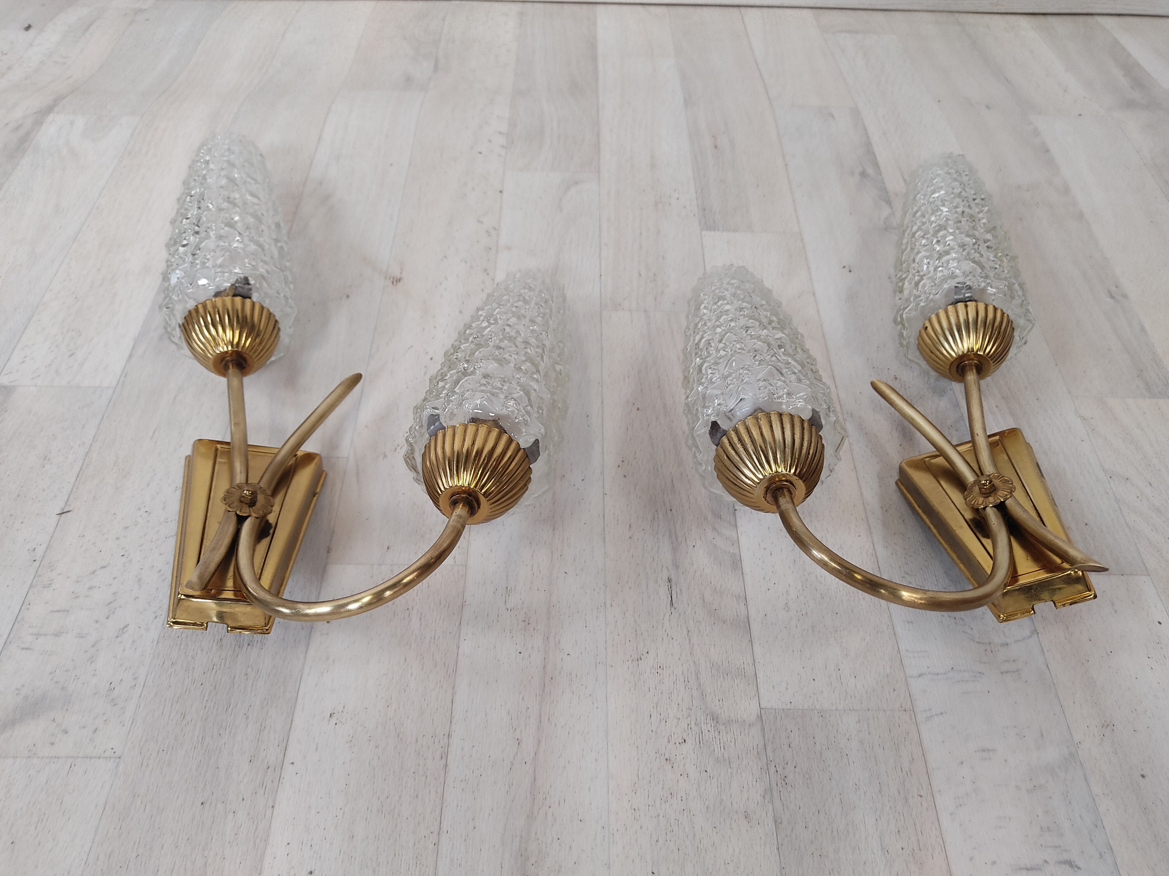 Pair of vintage brass wall light