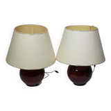 Pair of very large glazed ceramic ball lamps €80
