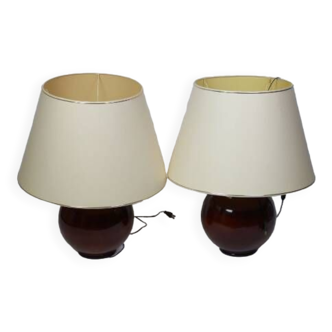 Paire de très grandes lampes boules en céramique vernissée 80 €