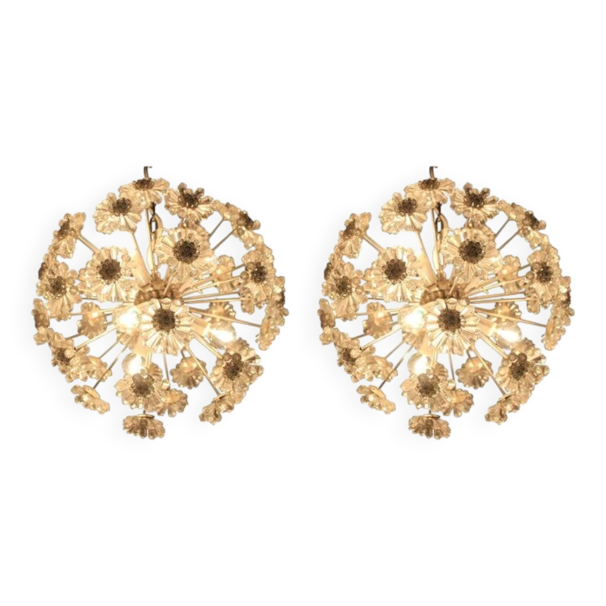 Unique Pair of Two Emil Stejnar Style Sputnik Chandeliers, 1970