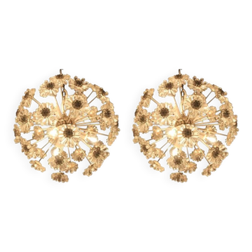 Unique Pair of Two Emil Stejnar Style Sputnik Chandeliers, 1970