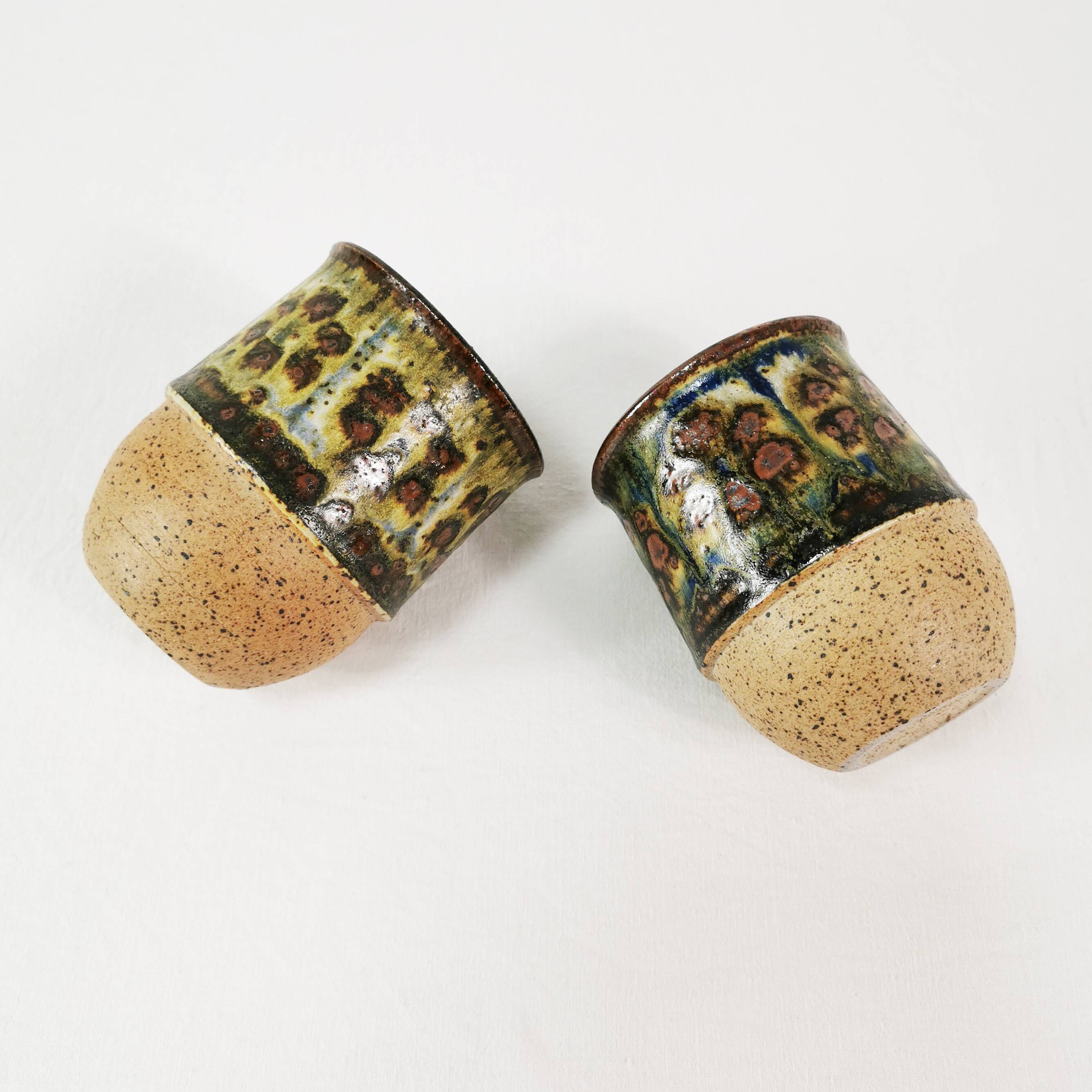 Mid century ceramic mugs, Bornholm, Denmark, 1960s.