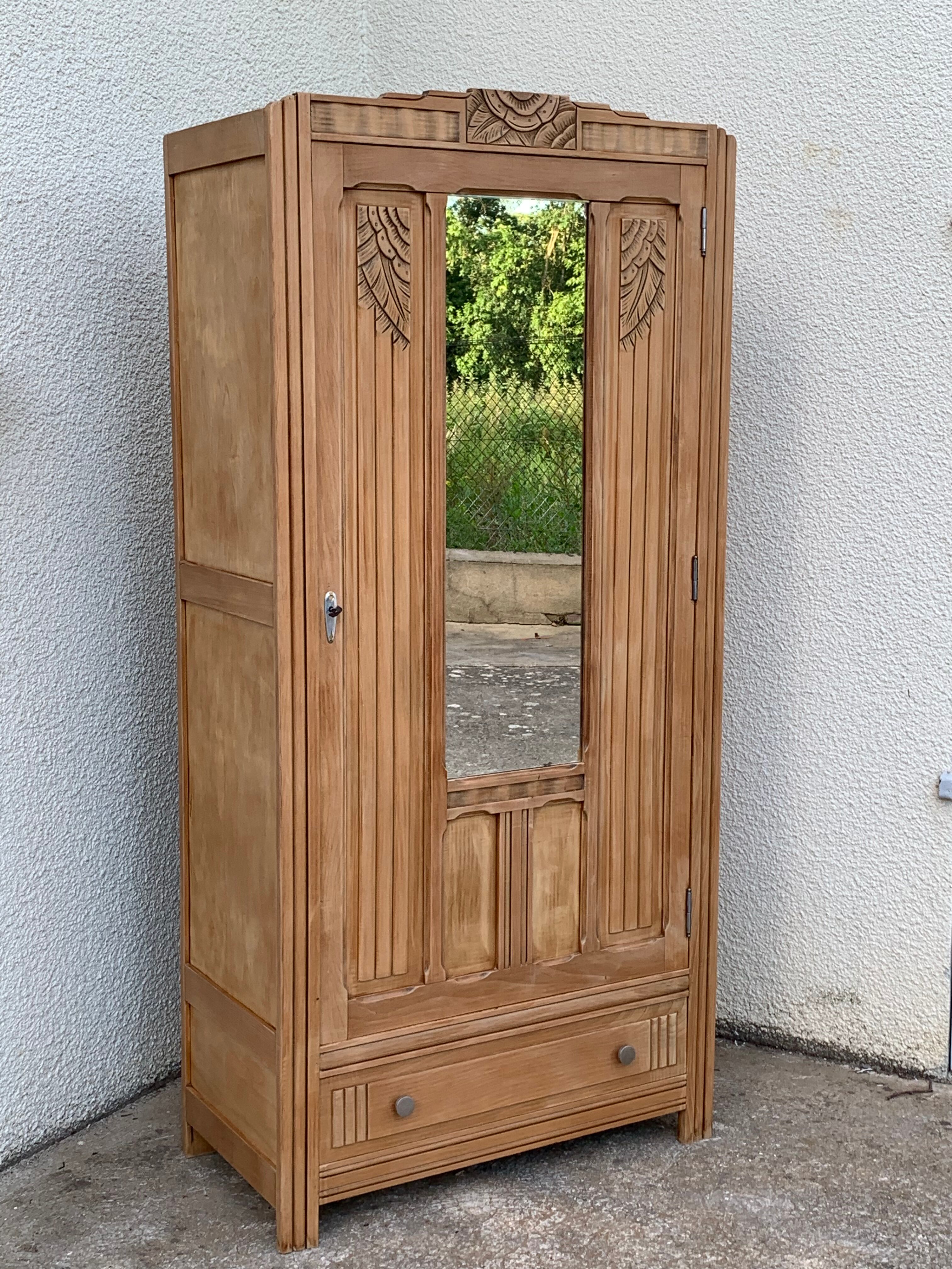 Parisian wardrobe art deco wood brut
