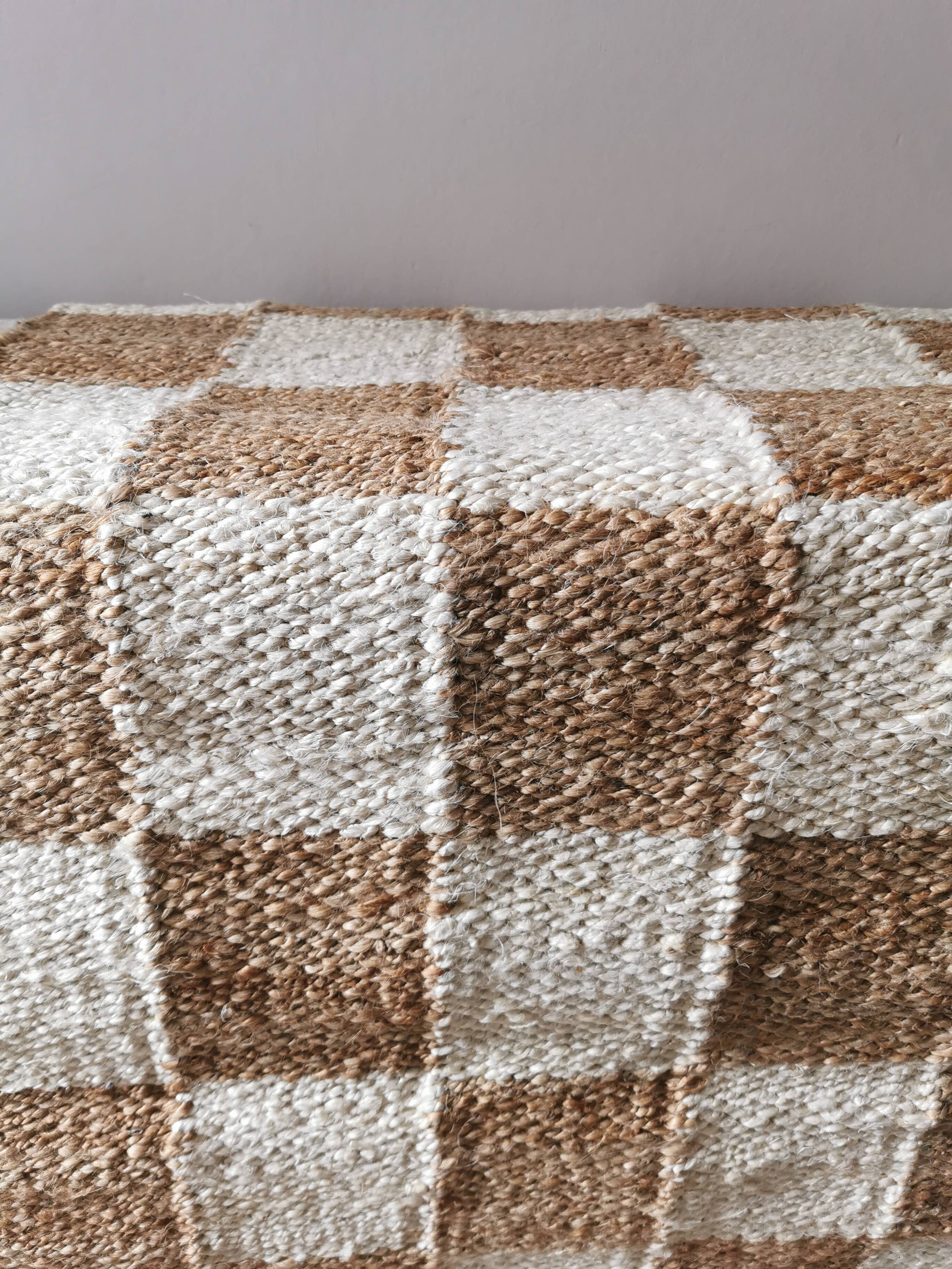 Checkered jute rug