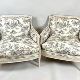Paire de fauteuils, style Louis XVI