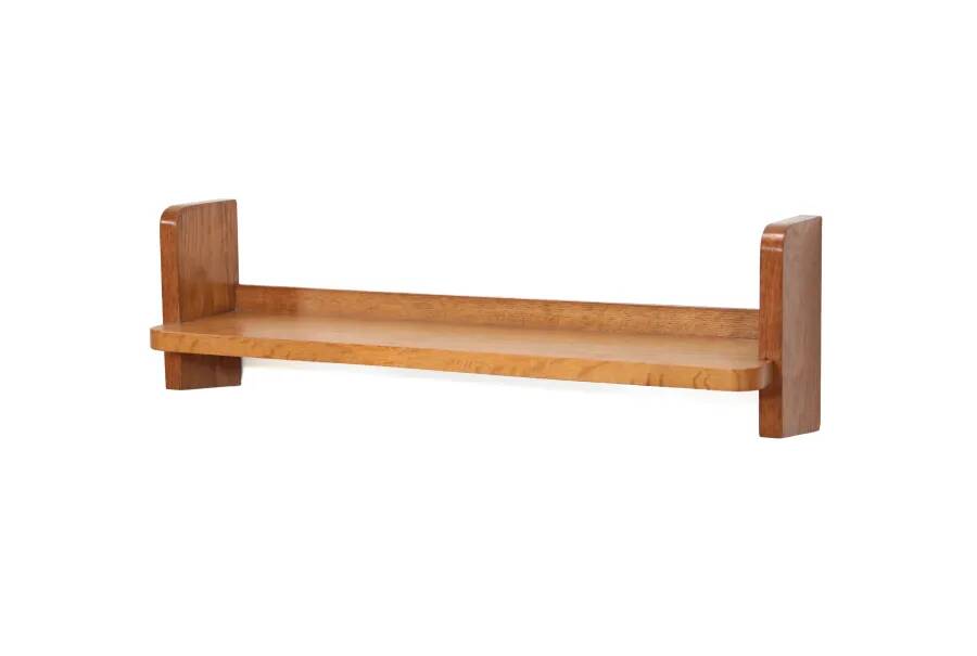 Mid-century oak brutalist wall shelf
