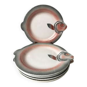 Lot de 6 assiettes poisson - digoin sarreguemines