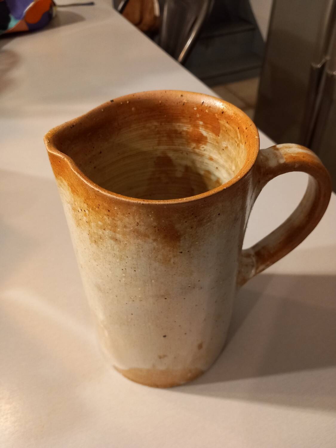 Pitcher/water or milk pot, old, in glazed stoneware