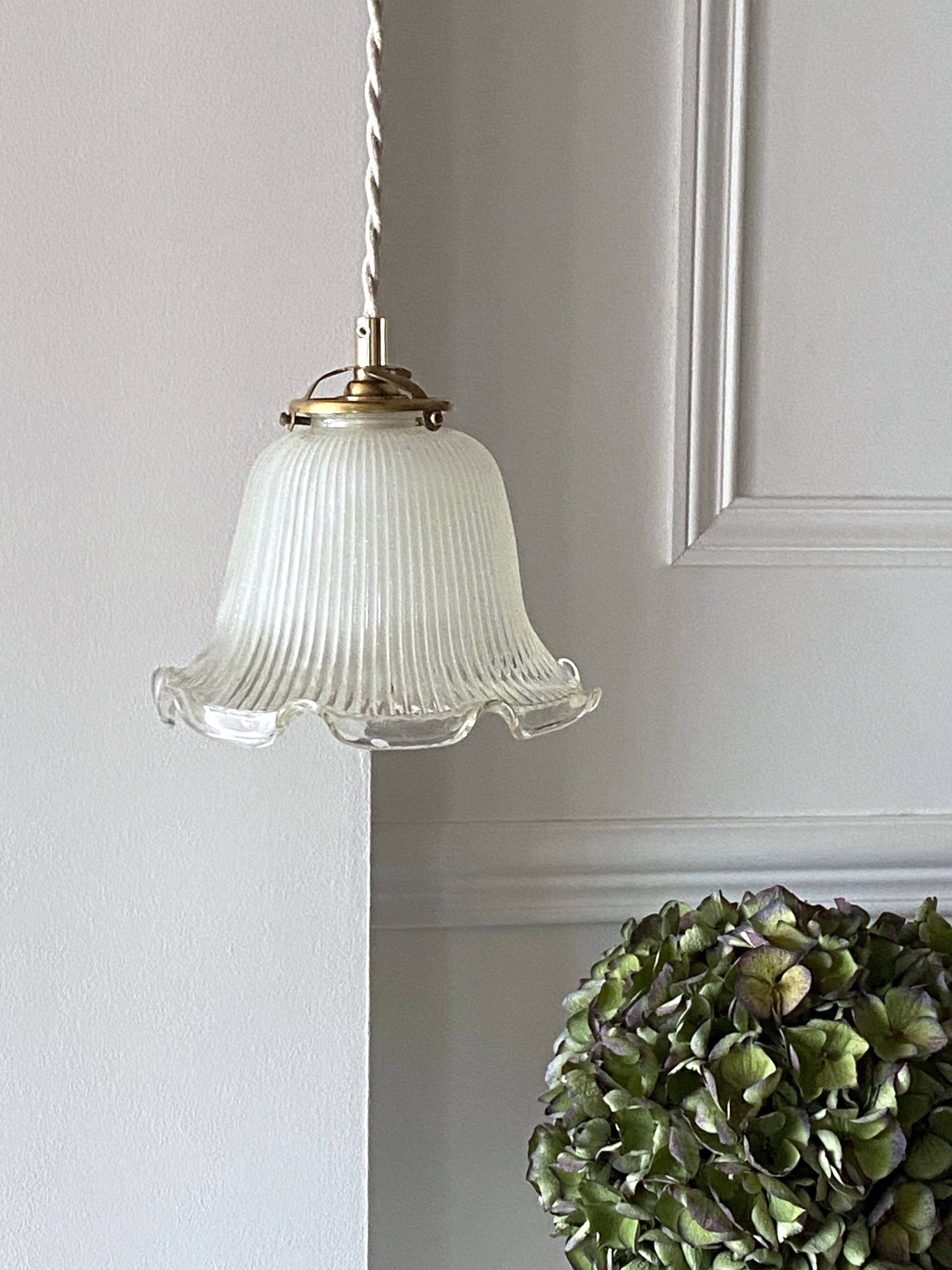 Holophane glass pendant light