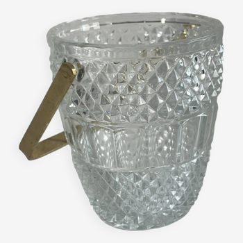 Vintage gold cast glass ice bucket.