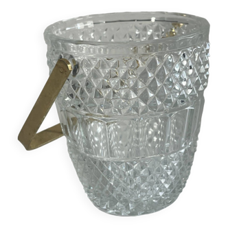 Vintage gold cast glass ice bucket.