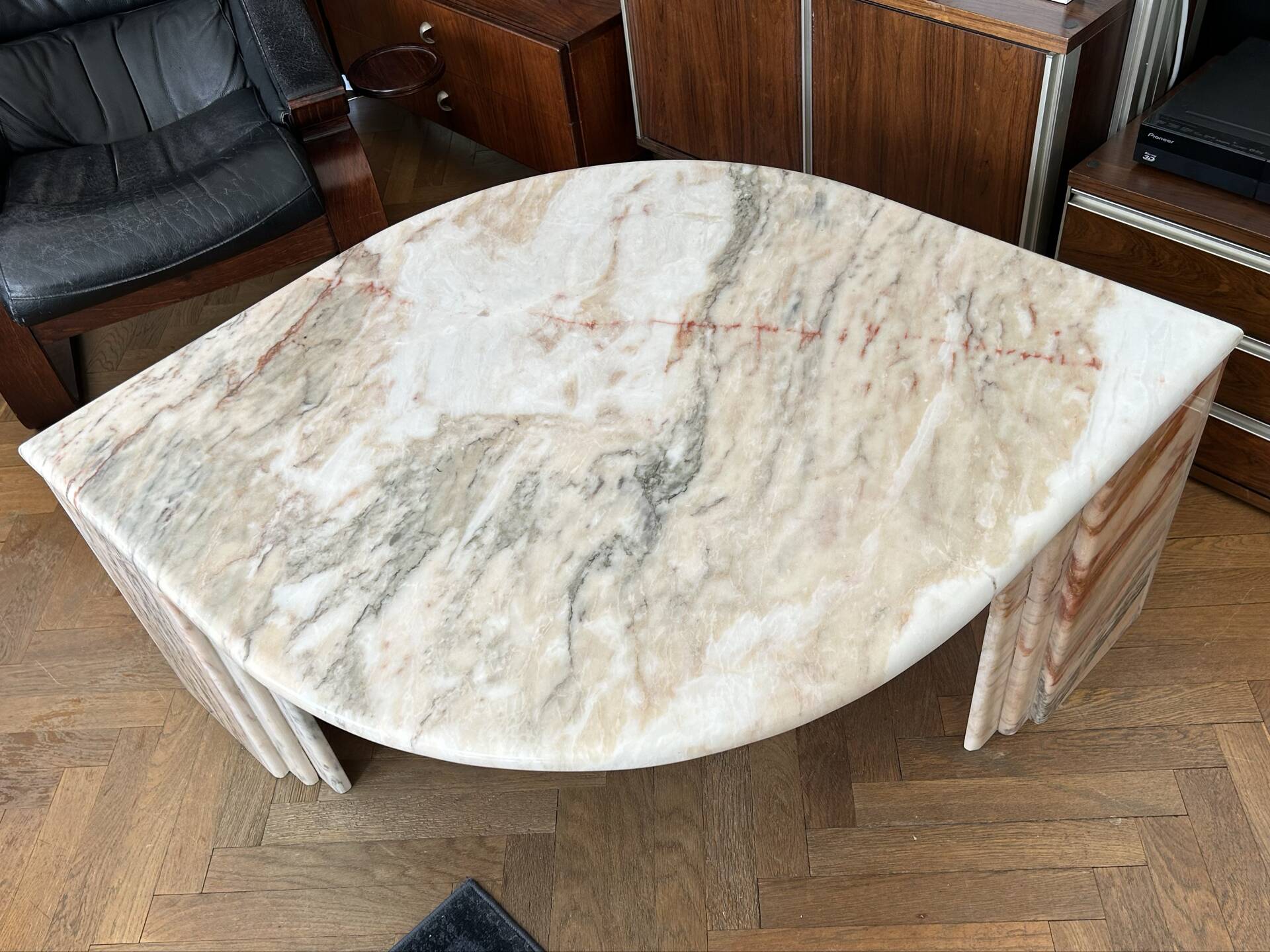 Water droplet marble coffee table design from the 70s.