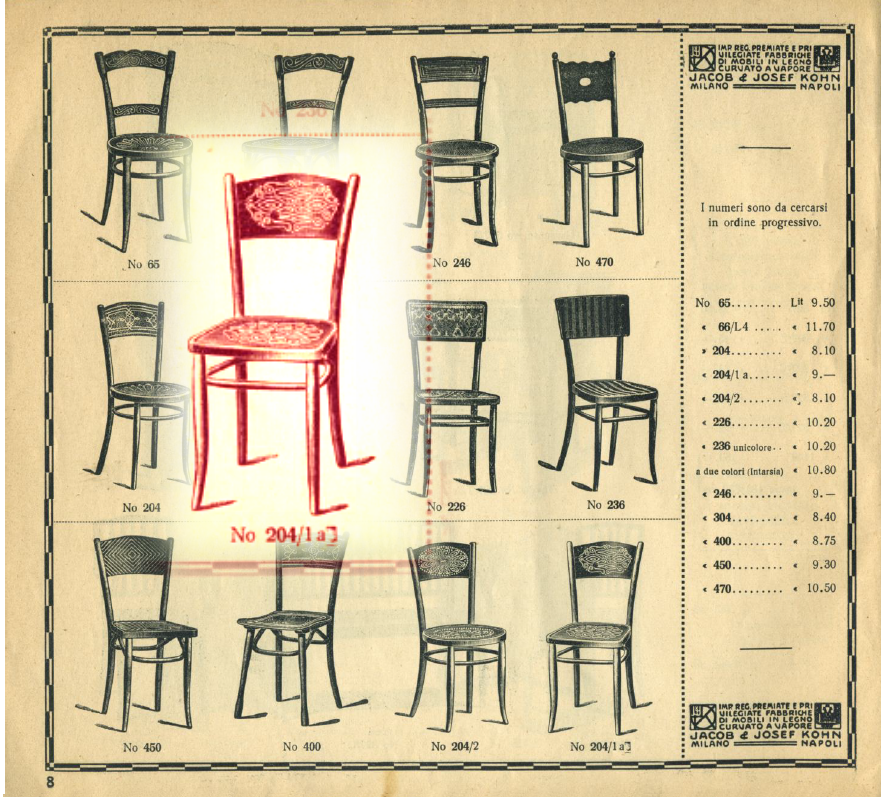 4 bistro chairs style Thonet, KOHN N°204, 1915, beautiful screen printing