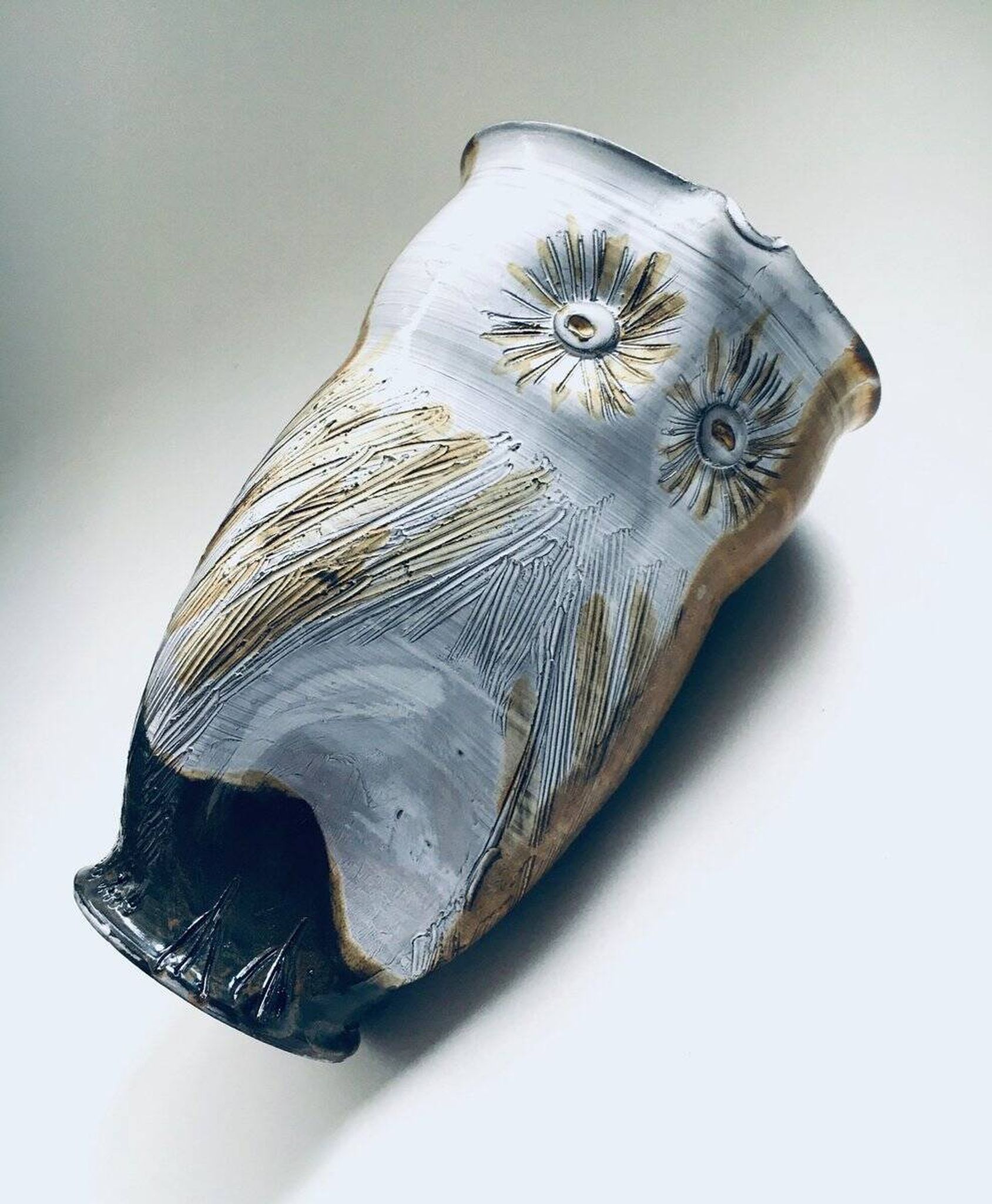Vintage Studio Art Pottery Owl Decanter Jug by Tavares, 1970s