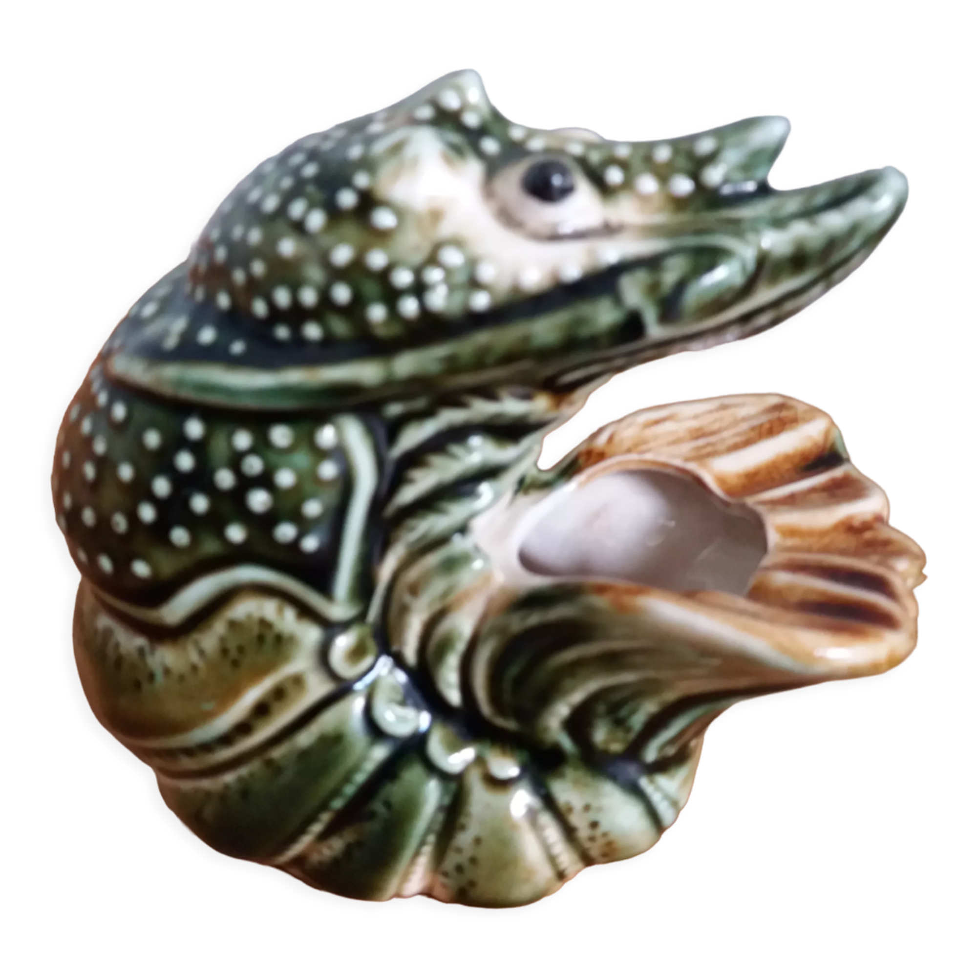 Zoomorphic ceramic shrimp or crayfish ashtray
