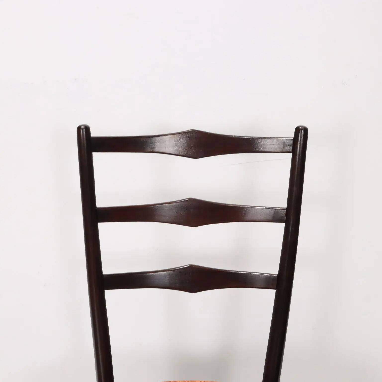 Chaises vintage en bois peint et tissu, design, Italie, années 1960