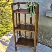 Set of 2 vintage bamboo rattan bedside shelves