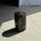 Small side table in black petrified wood with stripes and beige bottom H28.