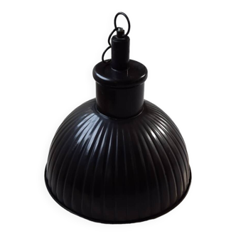 Large industrial style black metal pendant light