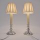 Mappin & Webb vintage pair candlestick table lamps, silver plate, signed, 1980`s ca, English