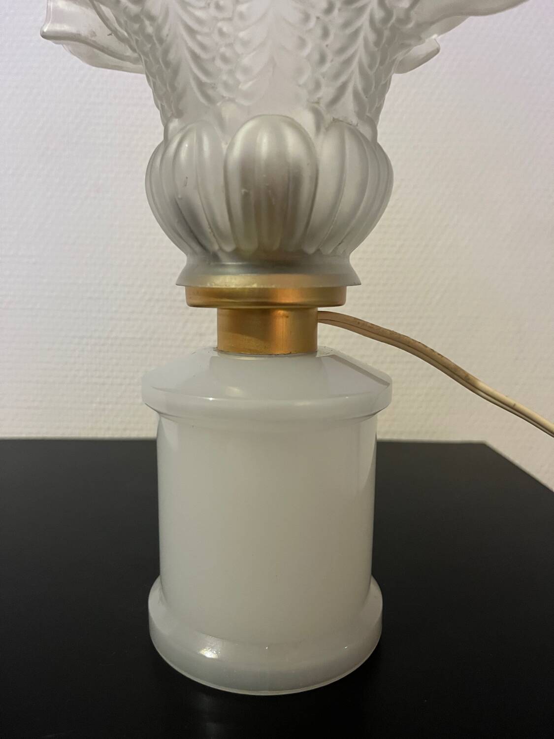 Opaline and glass table lamp