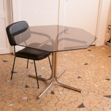 Seventies glass and chrome dining table