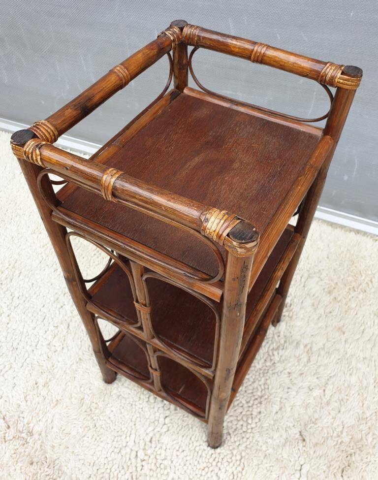 Rattan shelving unit