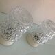 Pair of cylindrical structured glass ceiling lights / vintage 60s-70s