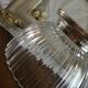 silver metal stand glass bowl