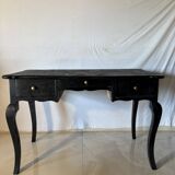 Antique black patinated desk – curved legs and chic country style
