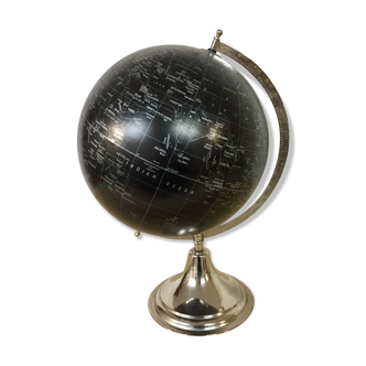 Globe terrestre noir et chrome 1970