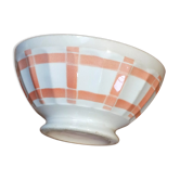 Large faceted salmon pink vintage bowl